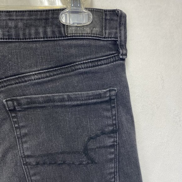 American Eagle Jegging Mid-Rise Ripped Skinny Jeans Women 6R Black Dark Wash - Picture 11 of 16